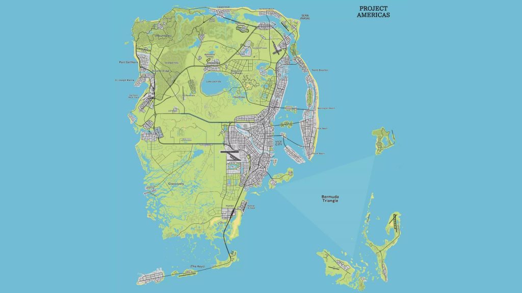 Concept map from Reddit user MyNeuronsAreFried showing an estimate of the GTA 6 map size