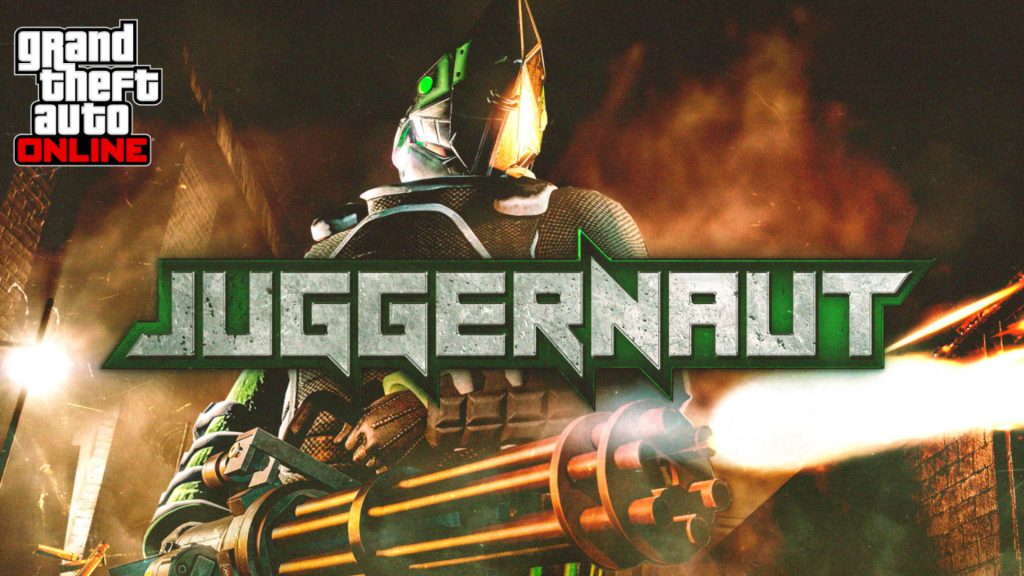 Screenshot of the Juggernaut from GTA Online firing a weapon