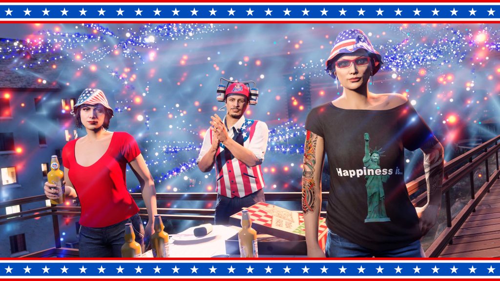 Screenshot of the GTA Online Weekly Update free hats for July 4, 2024.
